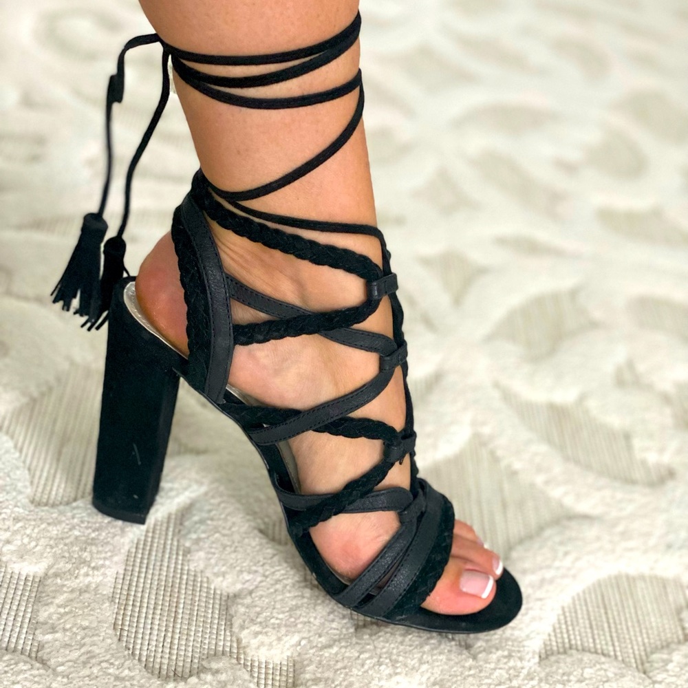 BCBG Lace Up Block Heel